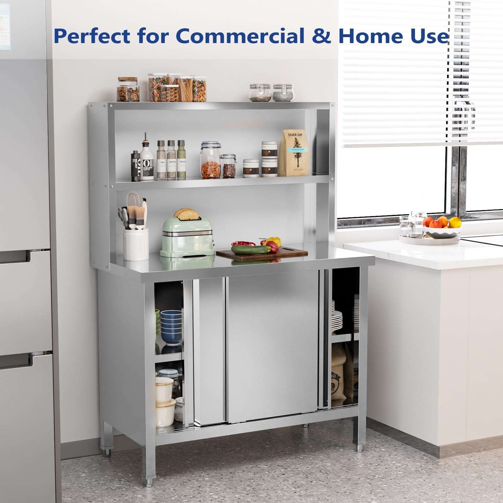 Amazon.com: ROVSUN All Stainless Steel Table with Overshelves 39